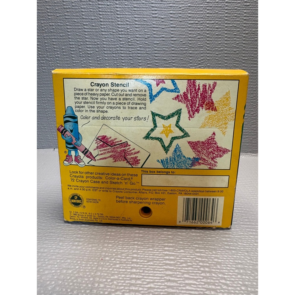 Vintage 1990 Crayola 64 Crayons Box with Built-In Sharpener Retro Art Supplies - Picture 3 of 7